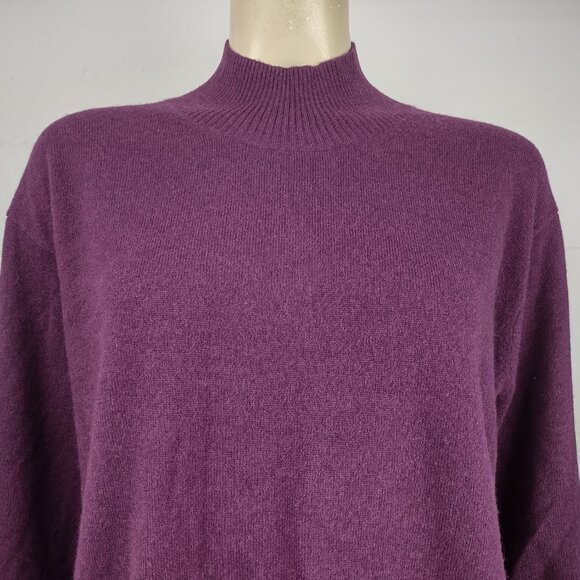Banana Republic purple 100% Cashmere mock neck pullover sweater ladies Large - Picture 2 of 6